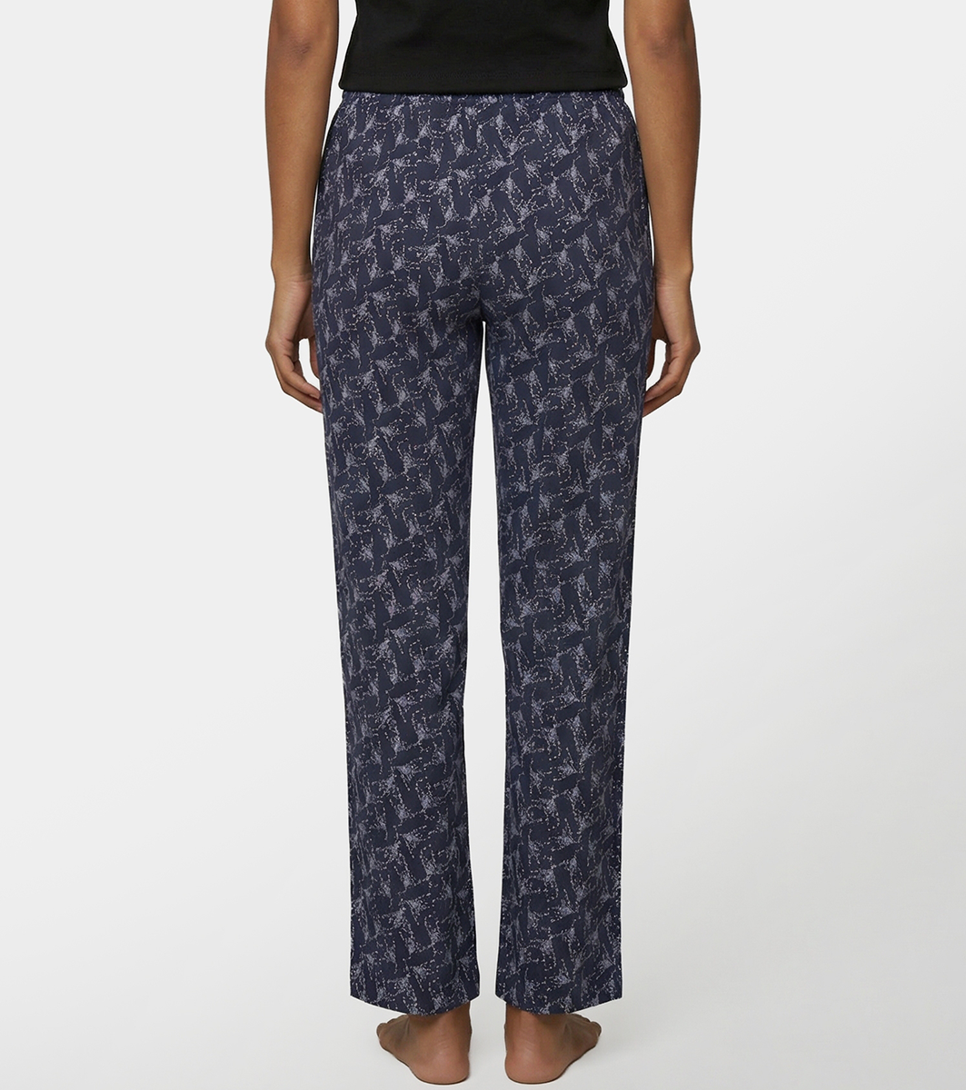 Enamor Mid Rise Full Length Adjustable drawstring Hangout Pant For Women - Relaxed Fit, Combed Cotton - E4A5 (Delicate Floral Print)