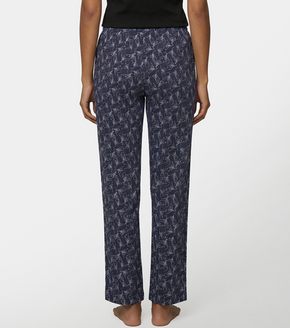 Enamor Mid Rise Full Length Adjustable drawstring Hangout Pant For Women - Relaxed Fit, Combed Cotton - E4A5 (Delicate Floral Print)
