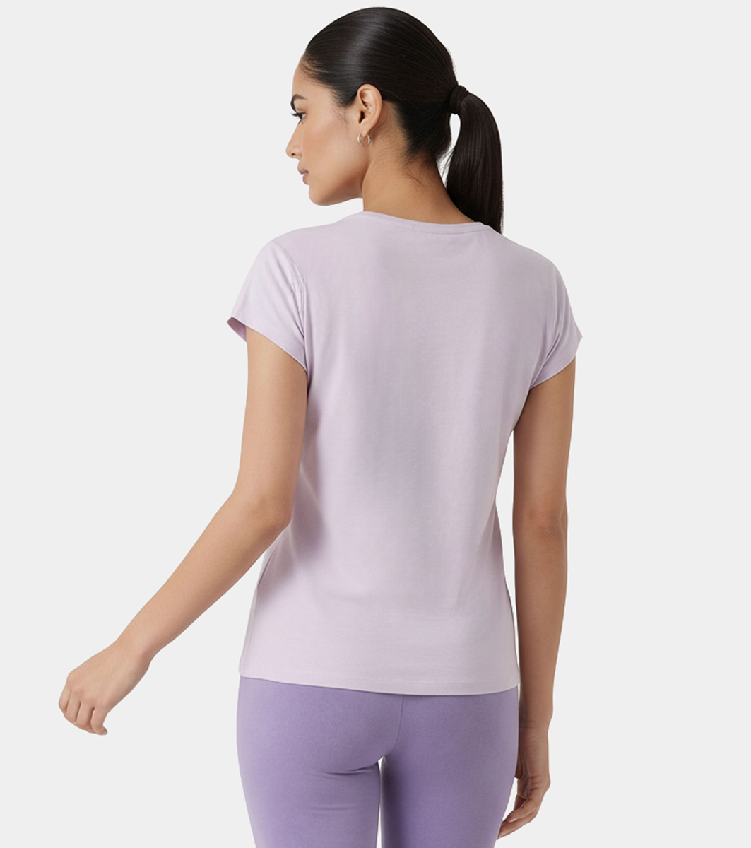 Enamor Pull on Sleeveless Crew Neck Regular Length Cotton T-Shirt For Women with Embroidery Details, Relaxed Fit - E3G7 (Lavender Fog)