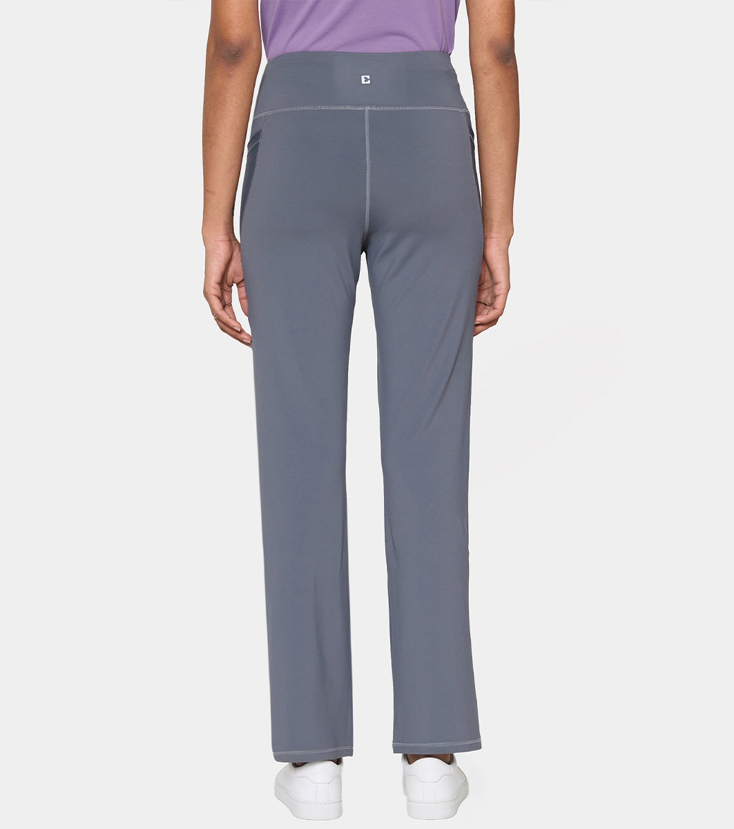 Enamor High Rise Full Length Pull on Boot Cut Active Pant For Women - Relaxed Fit, Quick Dry, Antimicrobial - A402 (Turbulence)