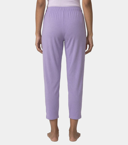 Enamor Mid Rise 7/8th length Drawstring Closure Shop In Pants for Women - Relaxed Fit, Soft & drapey 4-way stretch - E048 (Purple Haze)