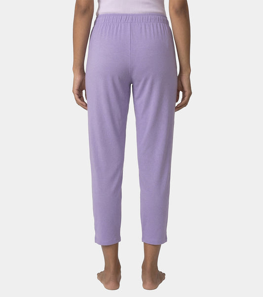 Enamor Mid Rise 7/8th length Drawstring Closure Shop In Pants for Women - Relaxed Fit, Soft & drapey 4-way stretch - E048 (Purple Haze)