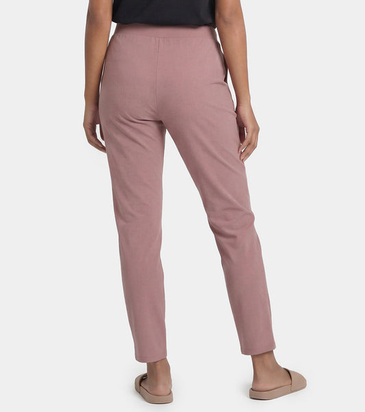 Enamor Mid Rise 7/8th length Drawstring Closure Travel Pants For Women - Relaxed Fit, Quick Dry, Antimicrobial - E068 (Twilight Mauve)