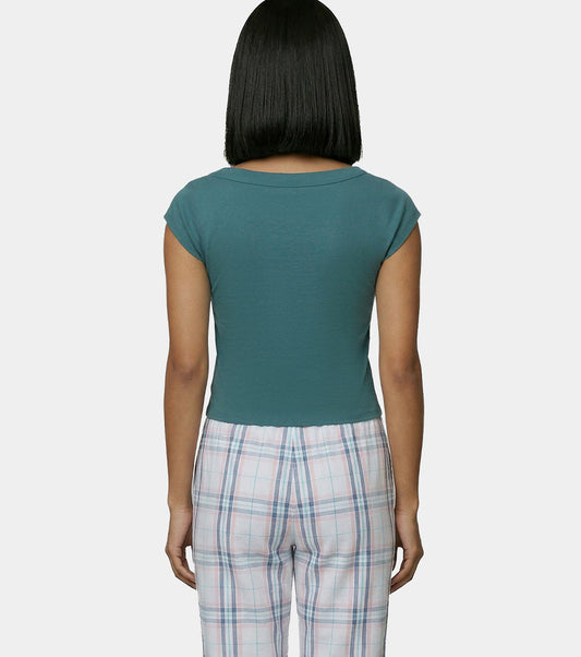 Enamor Boat Neck Body Hugging T‑Shirt, Slim Fit - E313 (Mediterranea)