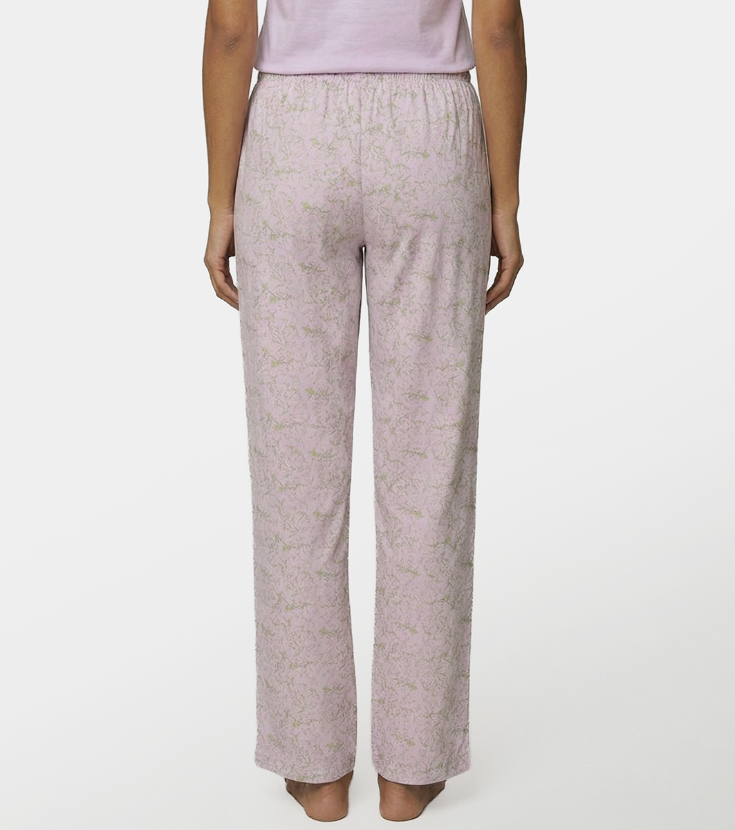 Enamor Mid Rise Full Length Adjustable drawstring Hangout Pant For Women - Relaxed Fit, Combed Cotton - E4A5 (Tropical Print)