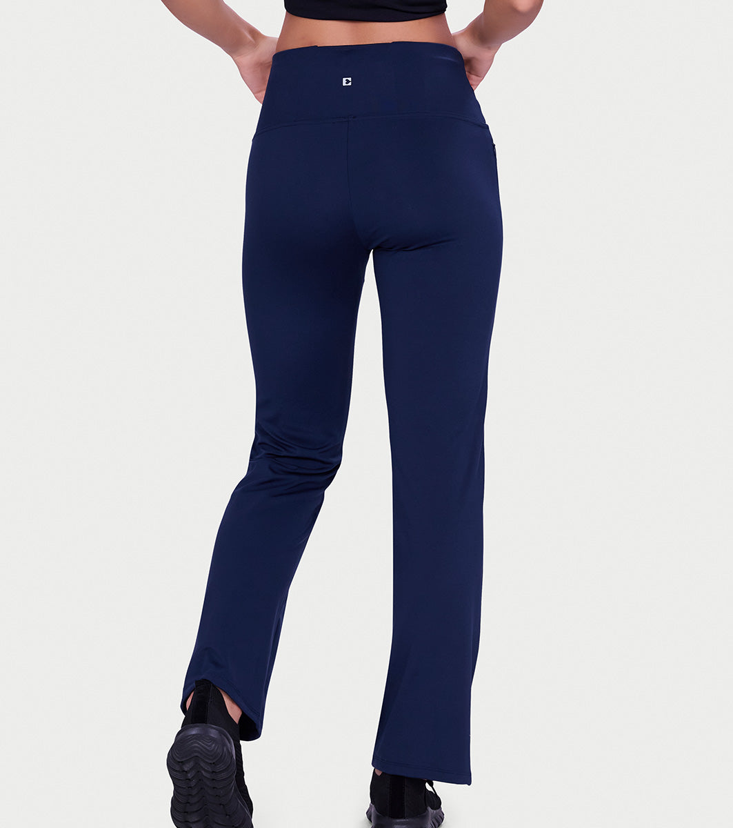 Enamor Fav Flare Pants – Butter-soft dry-fit, high-rise support & sleek flared style -A407 (Navy)