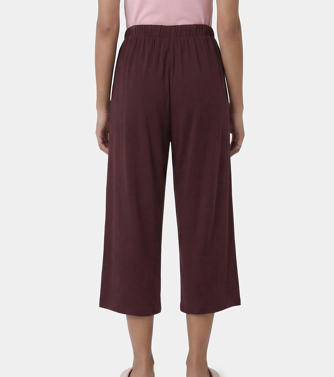 Enamor Mid Rise Crop length Slip on Shop In Culotte For Women - Relaxed Fit, Super Soft - E064 (Choco Fudge)