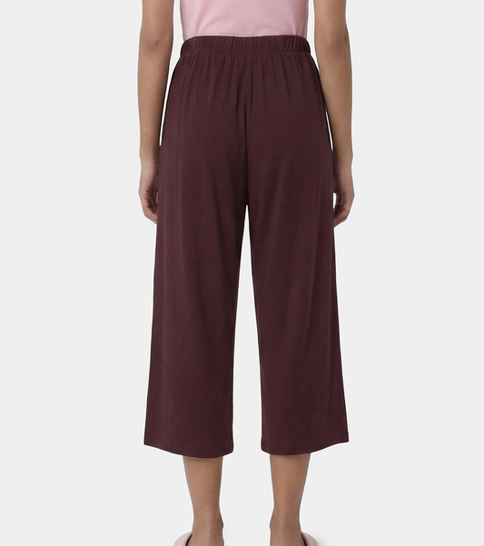Enamor Mid Rise Crop length Slip on Shop In Culotte For Women - Relaxed Fit, Super Soft - E064 (Choco Fudge)