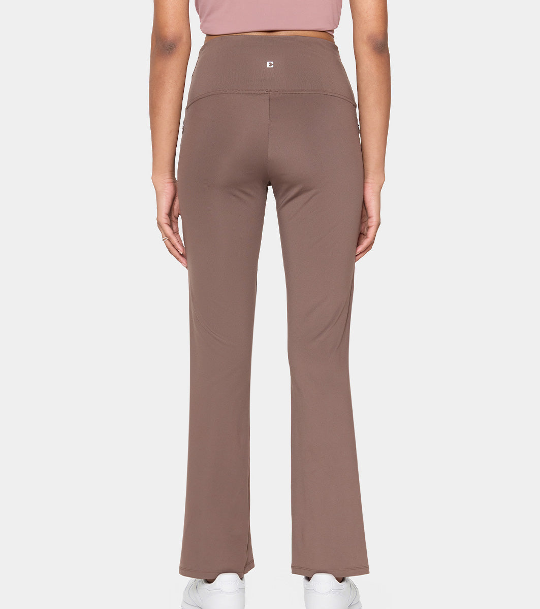 Enamor Fav Flare Pants – Butter-soft dry-fit, high-rise support & sleek flared style -A407 (Chocolate Brown)