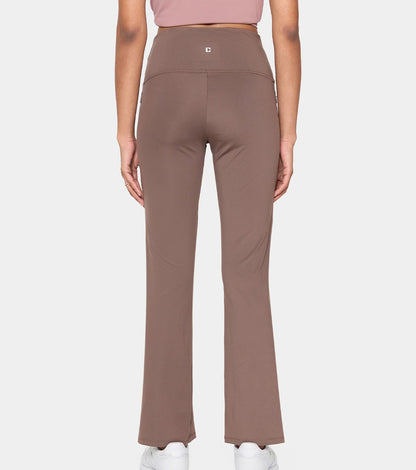 Enamor Fav Flare Pants – Butter-soft dry-fit, high-rise support & sleek flared style -A407 (Chocolate Brown)