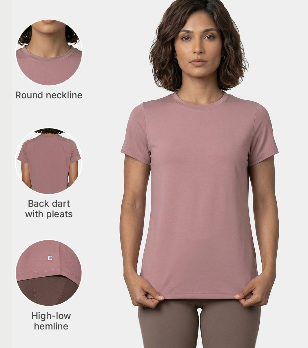 Enamor Relaxed Tee, Relaxed Fit, Round Neckline - A316 (Twilight Mauve)