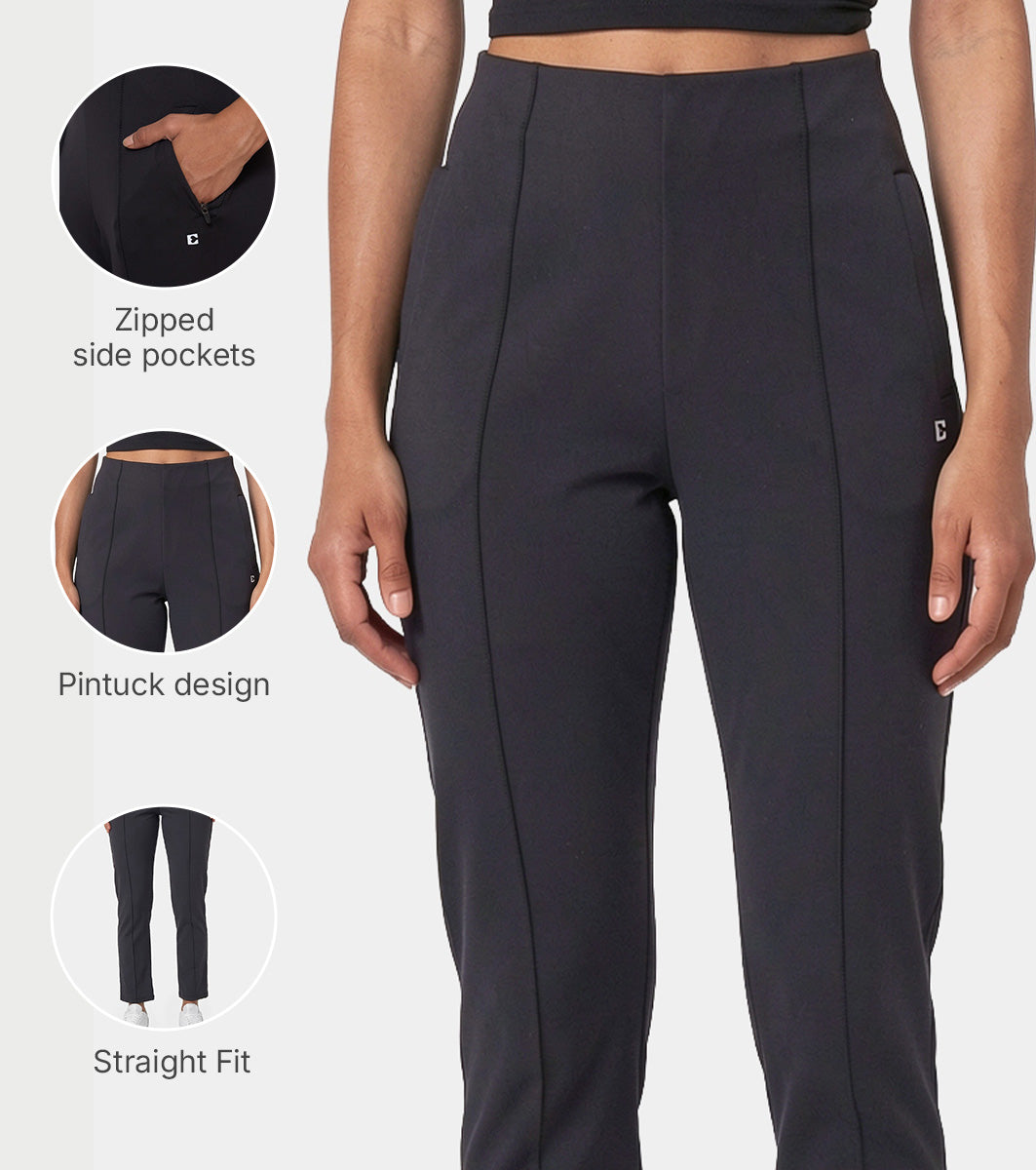 Enamor Straight Pant, Straight Fit - A408 (Jet Black)