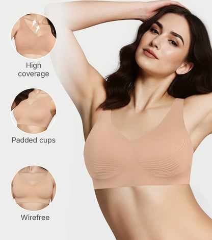 Enamor Innovations Invisi Encircle lift, Ultra smooth, Bonded, Slip-on, Women's T-Shirt Bra - Seamless, No-Pinch, No-Dig, Padded, Wirefree, High Coverage- IO01 (Skin)