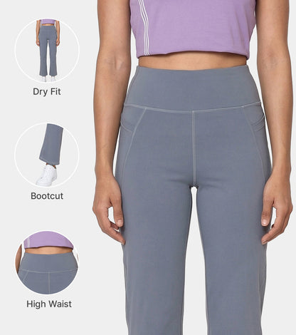 Enamor High Rise Full Length Pull on Boot Cut Active Pant For Women - Relaxed Fit, Quick Dry, Antimicrobial - A402 (Turbulence)