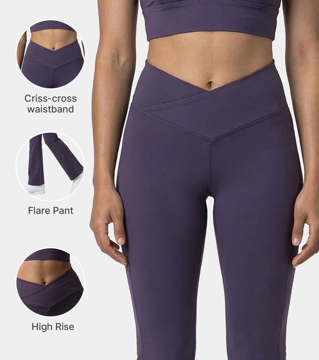 Enamor Yoga Flare Pants, High Rise, Flare Leg - A409 (Purple Velvet)
