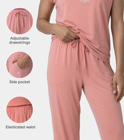 Enamor Mid Rise Regular Length Adjustable Drawstring Basic Home Lounge Pant for Women - Relaxed fit - E404 (Desert Sand)