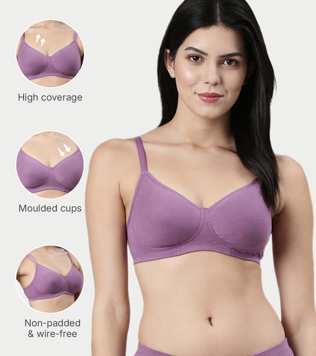 Enamor Fab-Cool Stretch Cotton Everyday Bra for Women- High Coverage, Non Padded and Wirefree