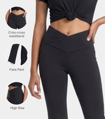 Enamor Yoga Flare Pants, High Rise, Flare Leg - A409 (Jet Black)