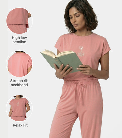 Enamor Pull on Sleeveless Crew Neck Regular Length Cotton T-Shirt For Women with Embroidery Details, Relaxed Fit - E3G7 (Desert Sand)