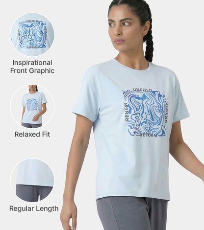 Enamor Active Graphic Tee – breathable, sweat-wicking all-day comfort - A321 (Winter Sky/Unfold Graphic)