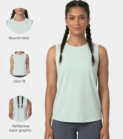 Enamor Active Tank, Slim Fit, Sleeveless Round Neck - A318 (Dusty Aqua)