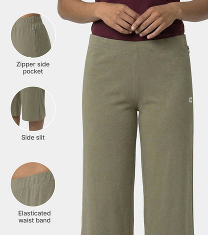 Enamor Mid Rise Crop length Slip on Shop In Culotte For Women - Relaxed Fit, Super Soft - E064 (Deep Lichen Green)