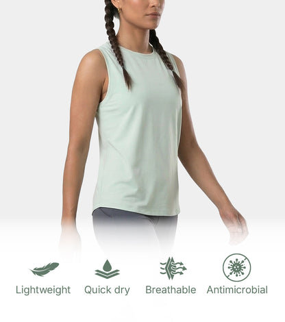 Enamor Active Tank, Slim Fit, Sleeveless Round Neck - A318 (Dusty Aqua)