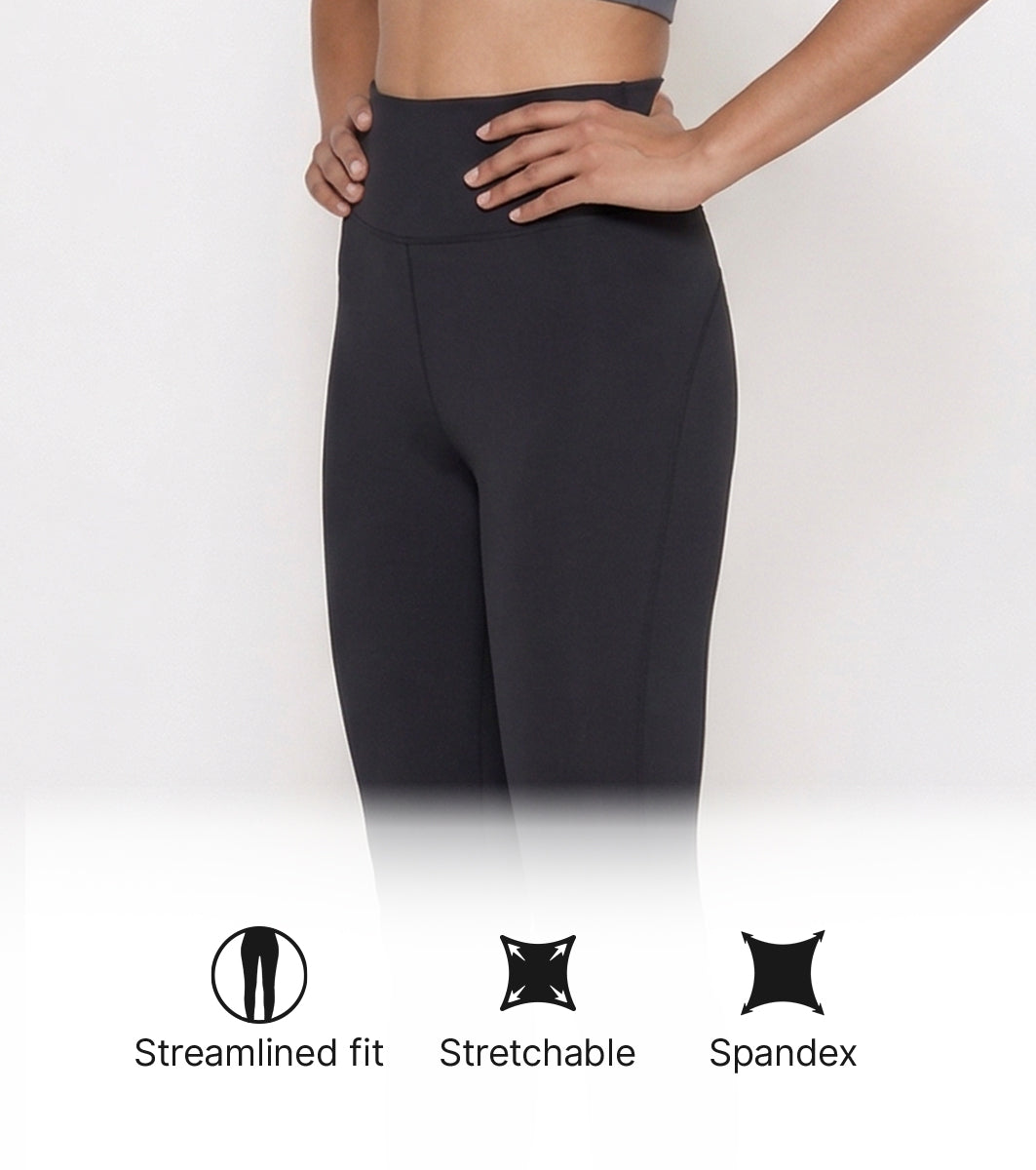 Enamor Cut N Sew Leggings, Slim Fit, High Waist - A611 (Navy)