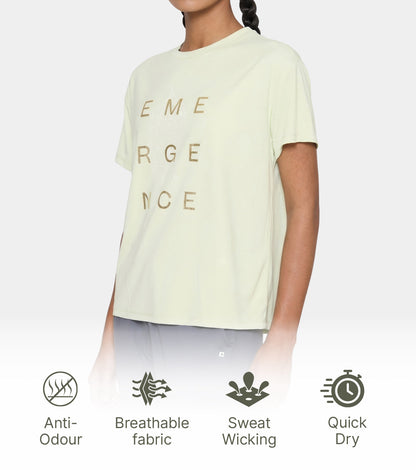 Enamor Active Graphic Tee – breathable, sweat-wicking all-day comfort - A321 (Fog Green/Emergence Graphic)