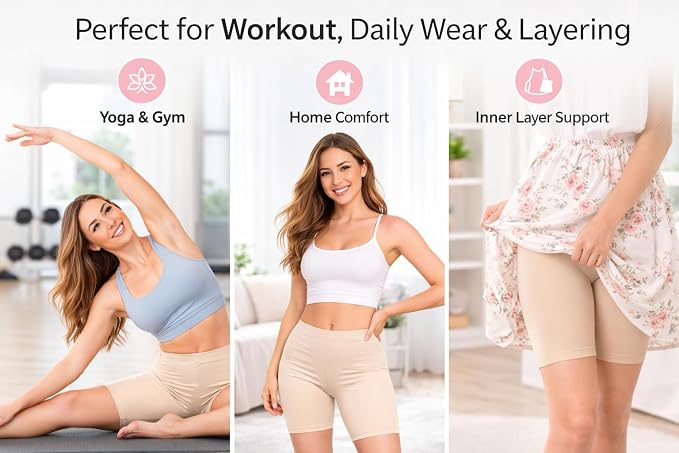 Mybody Breathable Cotton Mid-Waist Biker Shorts for Women | All-Day Comfort Gym & Yoga Wear