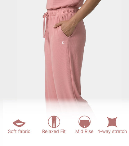 Enamor Mid Rise Regular Length Adjustable Drawstring Basic Home Lounge Pant for Women - Relaxed fit - E404 (Desert Sand)