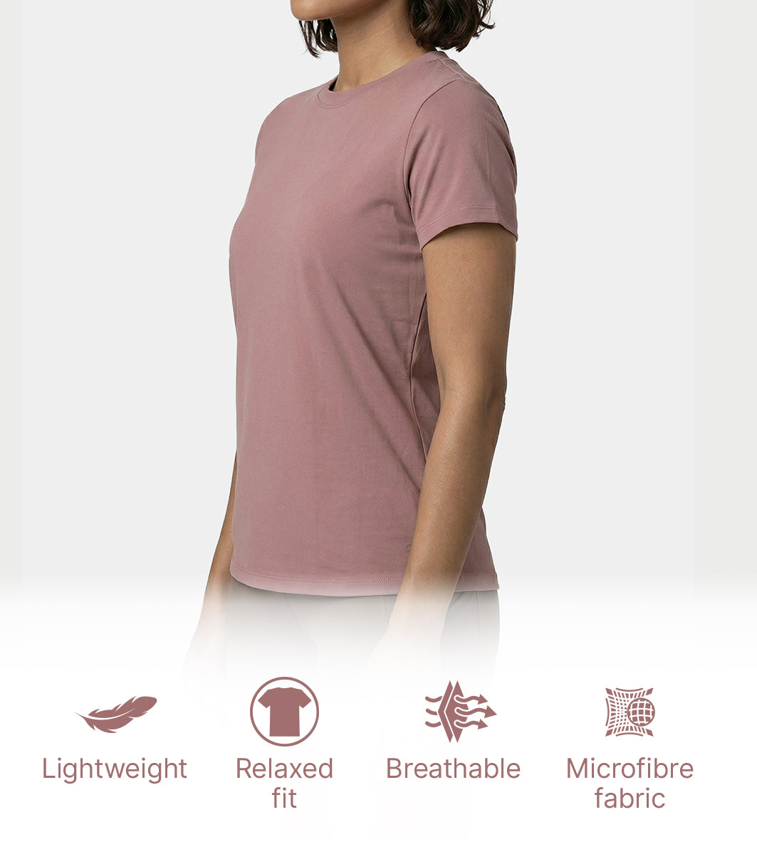 Enamor Relaxed Tee, Relaxed Fit, Round Neckline - A316 (Twilight Mauve)