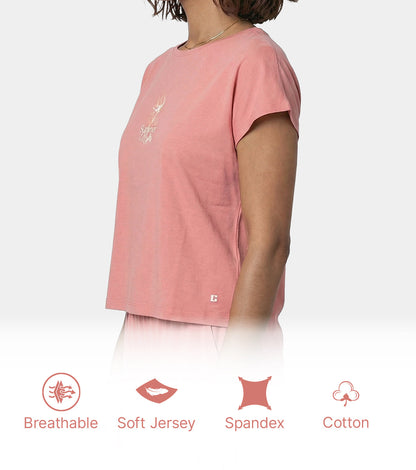 Enamor Pull on Sleeveless Crew Neck Regular Length Cotton T-Shirt For Women with Embroidery Details, Relaxed Fit - E3G7 (Desert Sand)