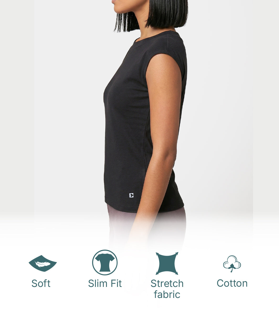 Enamor Boat Neck Body Hugging T‑Shirt, Slim Fit - E313 (Black)