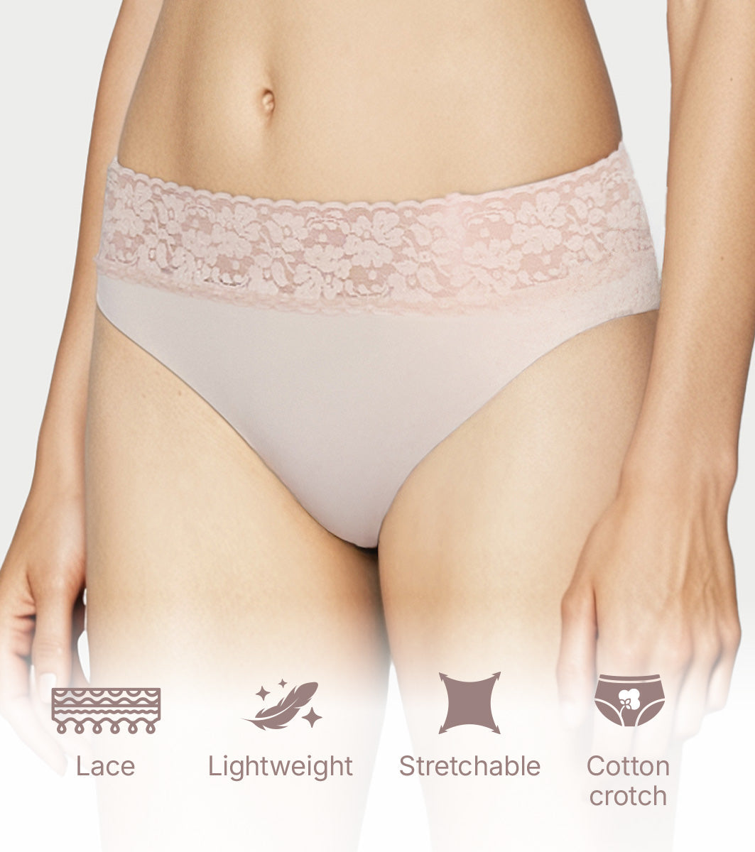 Enamor Drip Trim Lace Bikini for Women Low Waist, Lace at Waist - SMP03 (Pale Skin)