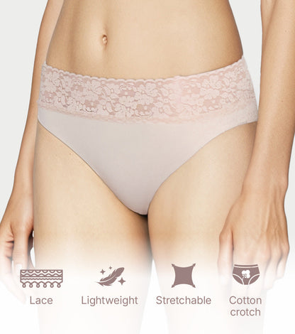 Enamor Drip Trim Lace Bikini for Women Low Waist, Lace at Waist - SMP03 (Pale Skin)