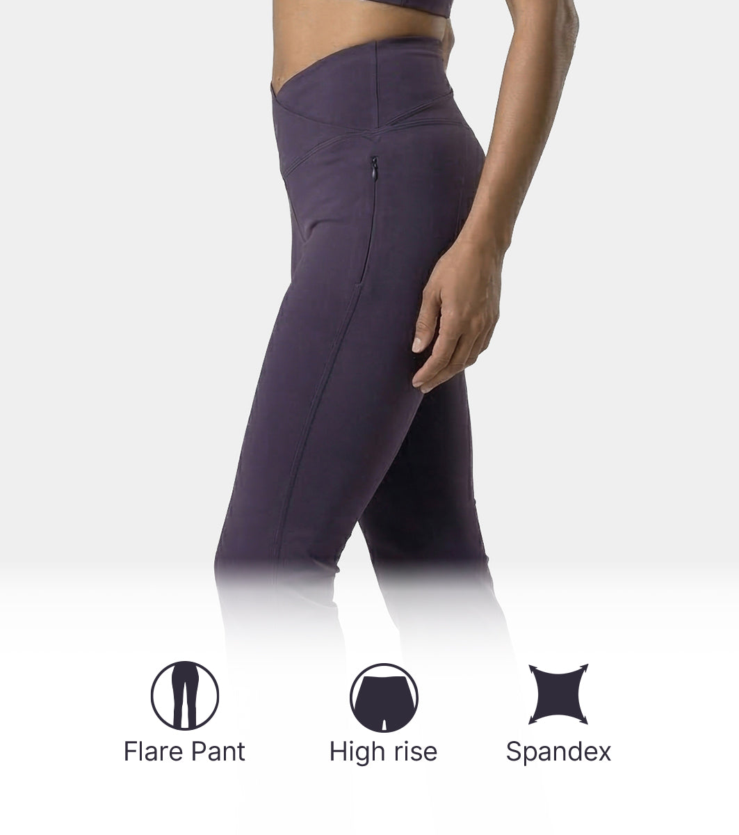 Enamor Yoga Flare Pants, High Rise, Flare Leg - A409 (Purple Velvet)