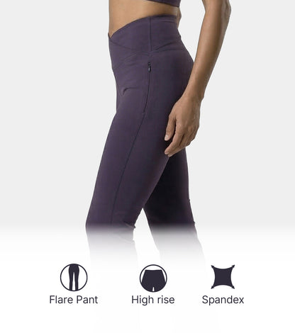 Enamor Yoga Flare Pants, High Rise, Flare Leg - A409 (Purple Velvet)
