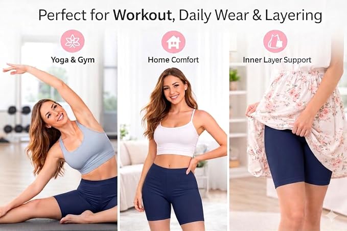 Mybody Breathable Cotton Mid-Waist Biker Shorts for Women | All-Day Comfort Gym & Yoga Wear
