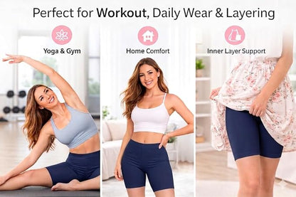 Mybody Breathable Cotton Mid-Waist Biker Shorts for Women | All-Day Comfort Gym & Yoga Wear