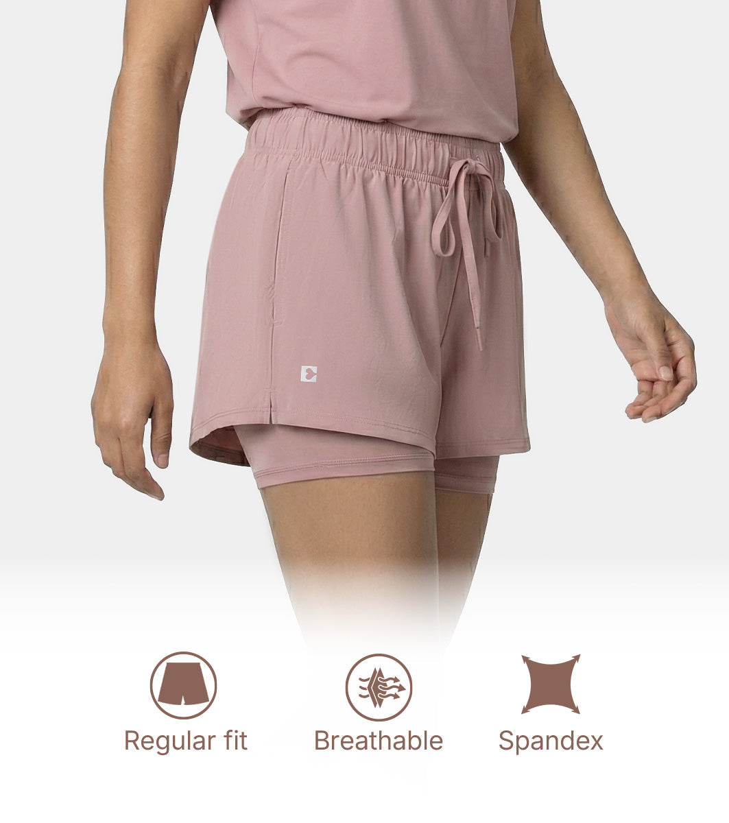 Enamor Duo Shorts, Regular Fit, Inner Cycling Shorts - A706 (Twilight Mauve)