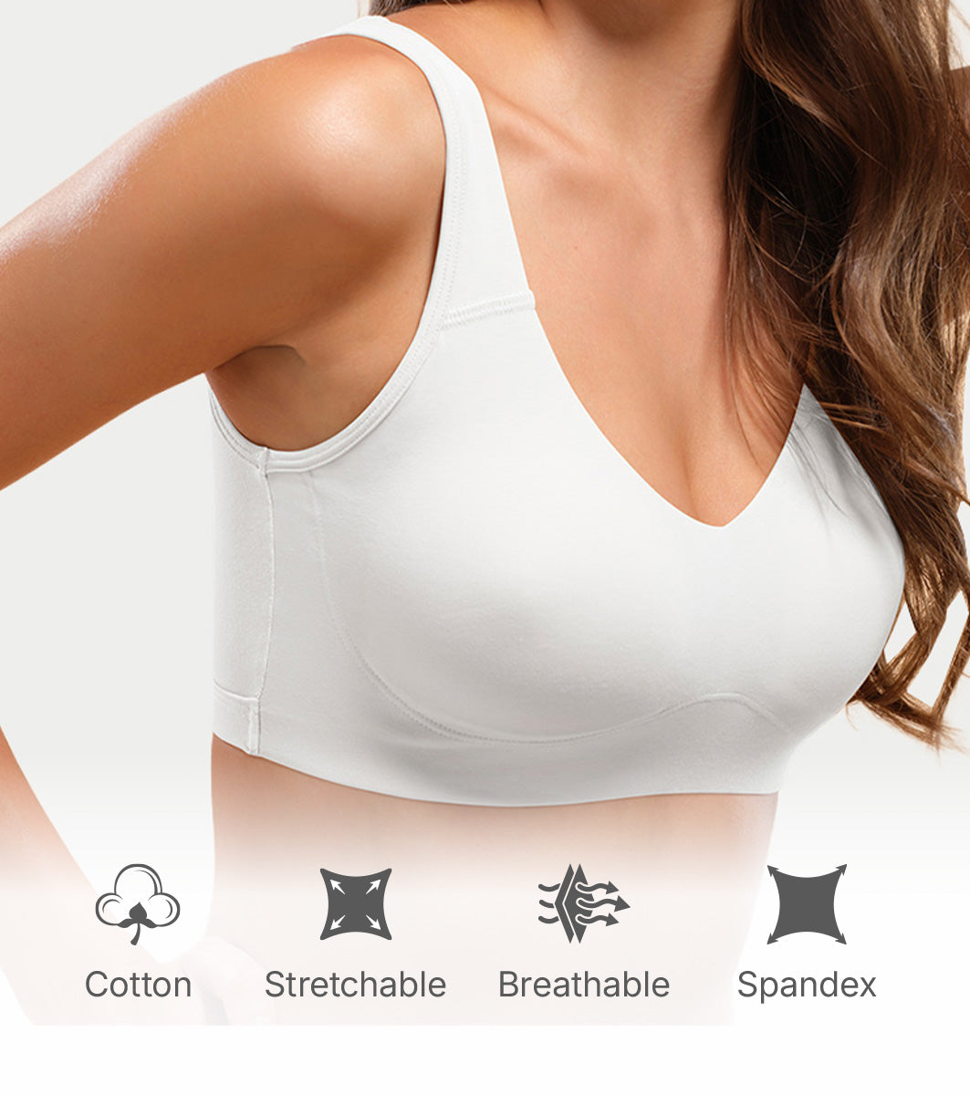 Enamor Easy Slip-On and Back Keyhole Women's Cotton Everyday Beginner's Bra - Padded, Wirefree, Full Coverage - A106 (White)