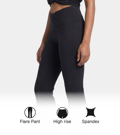 Enamor Yoga Flare Pants, High Rise, Flare Leg - A409 (Jet Black)