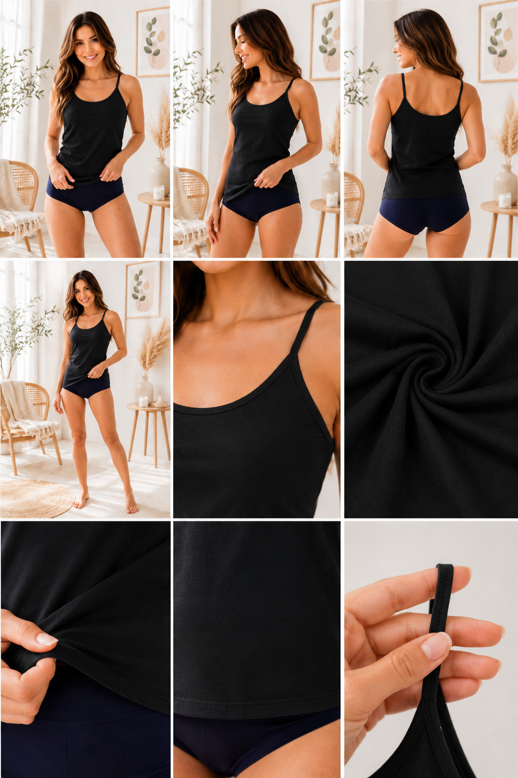 Rose Women’s Cotton Thin Strap Camisole | Soft Breathable Sleeveless Innerwear Tank Top | Stretchable Short Length Cami for Daily Wear