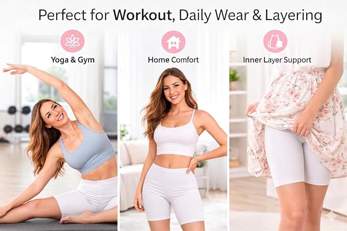 Mybody Breathable Cotton Mid-Waist Biker Shorts for Women | All-Day Comfort Gym & Yoga Wear