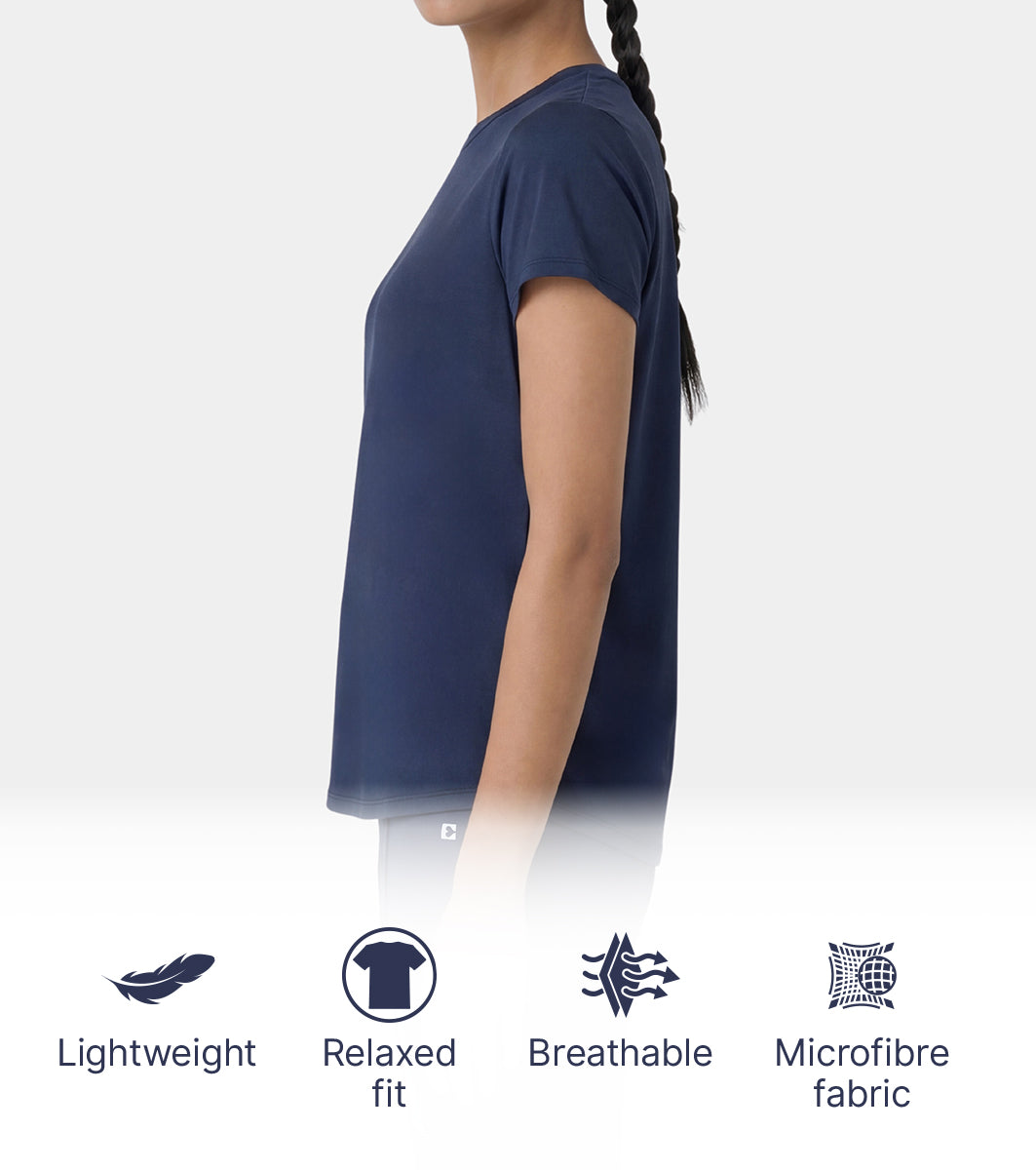 Enamor Relaxed Tee, Relaxed Fit, Round Neckline - A316 (Navy)