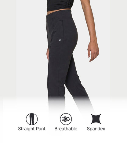 Enamor Straight Pant, Straight Fit - A408 (Jet Black)