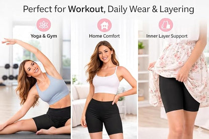 Mybody Breathable Cotton Mid-Waist Biker Shorts for Women | All-Day Comfort Gym & Yoga Wear