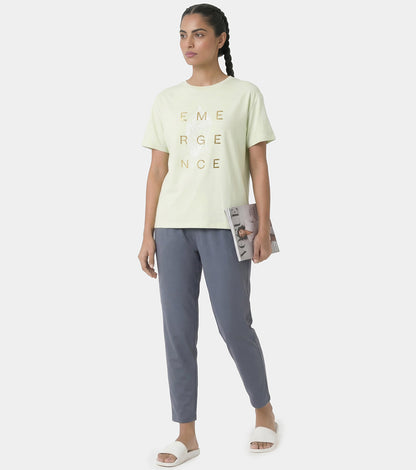 Enamor Active Graphic Tee – breathable, sweat-wicking all-day comfort - A321 (Fog Green/Emergence Graphic)