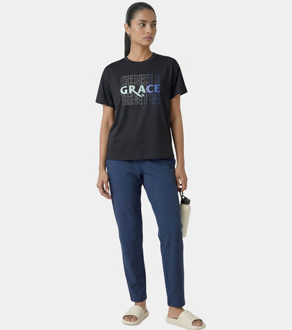 Enamor Active Graphic Tee – breathable, sweat-wicking all-day comfort - A321 (Black/Gentle Grace Graphic)